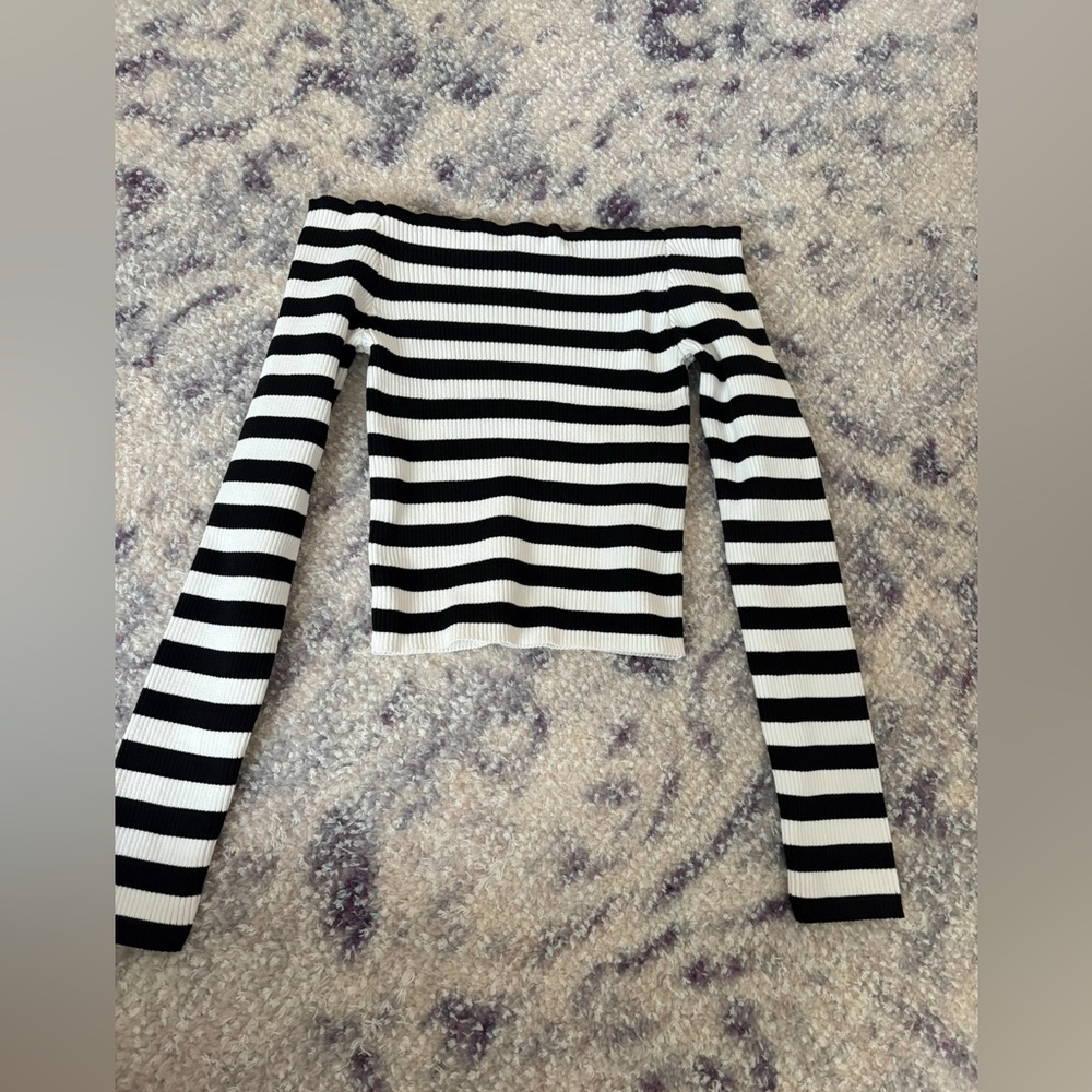 Urban Outfitters Silence + Noise Black and White Striped Long Sleeve Top